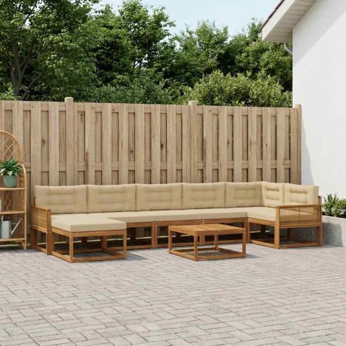 Комплект дивани за открито 8 pcs Натурален и Бежов