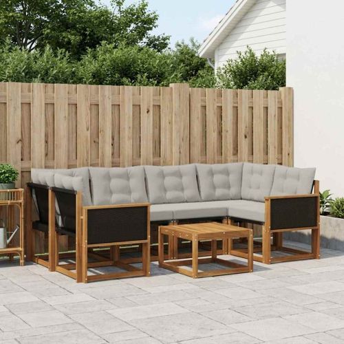 Комплект дивани за открито 7 pcs Натурално и светлосиво