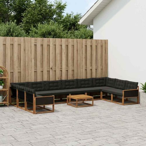 Комплект дивани за открито 11 pcs Естествено и черно