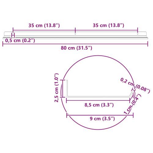 Плаващ рафт 2 pcs Бял 80 x 9 x 2,5 см Стомана