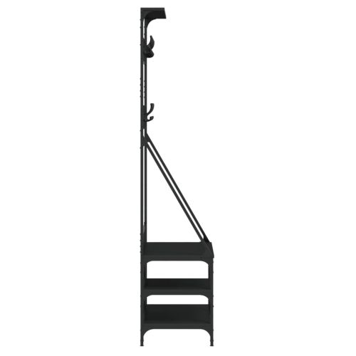 Стойка за дрехи и рафт за обувки, черна, 80x40x184 см