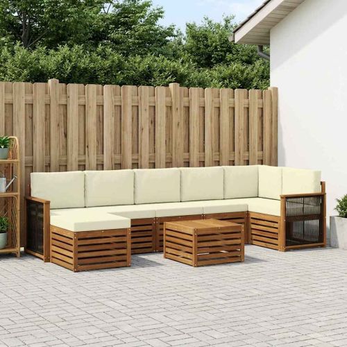 Комплект дивани за открито 7 pcs Натурален и Крема