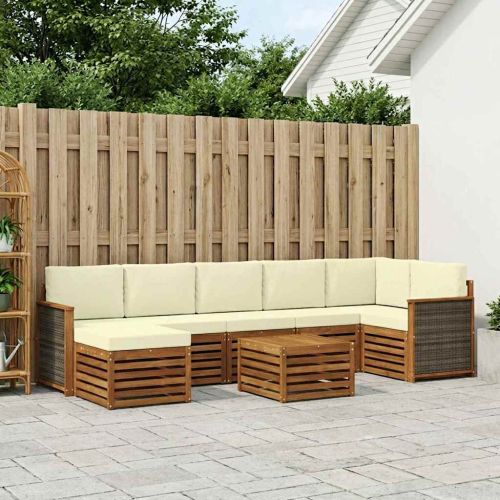Комплект дивани за открито 7 pcs Натурален и Крема