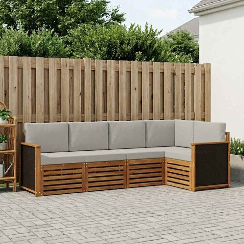 Комплект секционен диван 4 pcs Натурално и светлосиво
