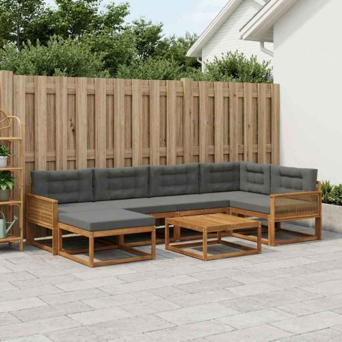 Комплект дивани за открито 7 pcs Натурален и Антрацит