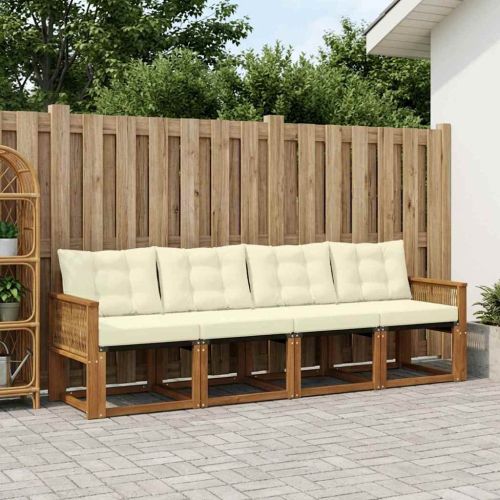 Комплект дивани за открито 5 pcs Натурален и Крема