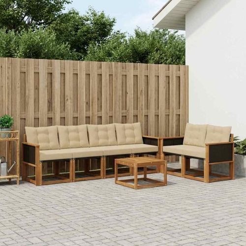 Комплект дивани за открито 7 pcs Натурален и Бежов