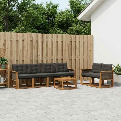 Комплект дивани за открито 7 pcs Естествено и черно