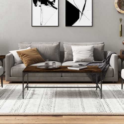 Кафе маса, опушен дъб, 80x50x35 см, инженерно дърво