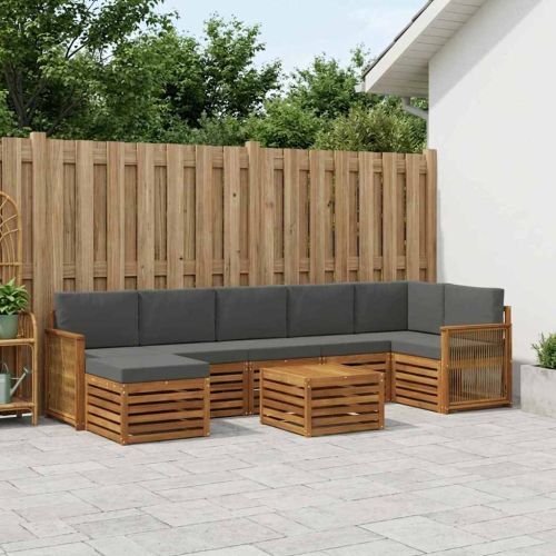 Комплект дивани за открито 7 pcs Натурален и Антрацит