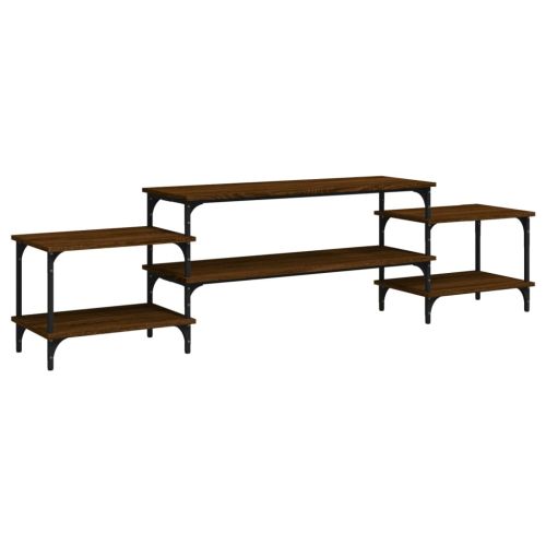 ТВ шкаф, кафяв дъб, 197x35x52 см, инженерно дърво