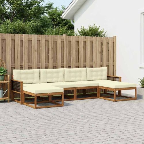 Комплект дивани за открито 6 pcs Натурален и Крема