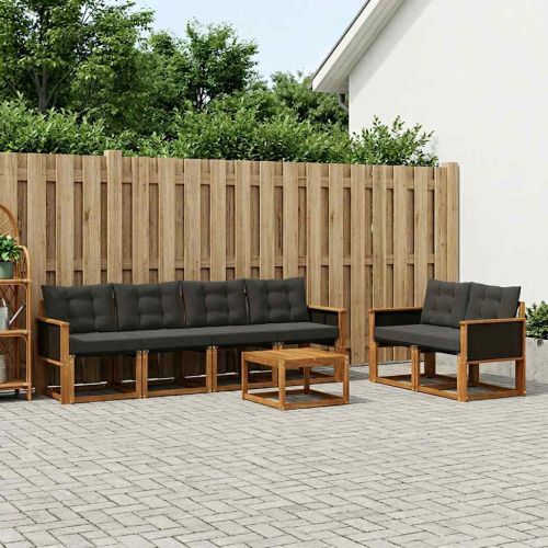 Комплект дивани за открито 7 pcs Естествено и черно