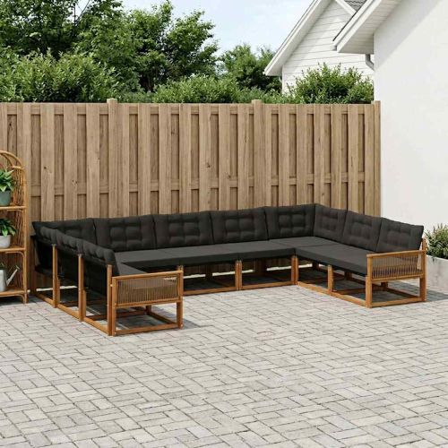 Комплект дивани за открито 9 pcs Естествено и черно