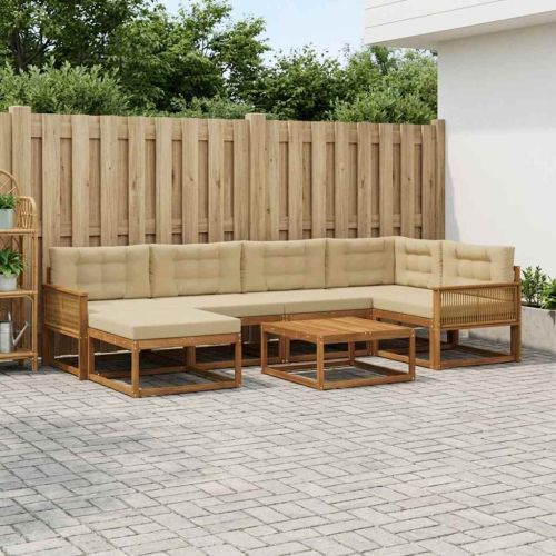 Комплект дивани за открито 7 pcs Натурален и Бежов