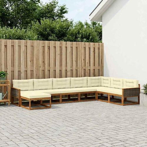Комплект дивани за открито 8 pcs Натурален и Крема