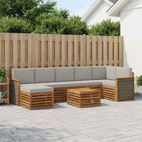 Комплект дивани за открито 7 pcs Натурално и светлосиво