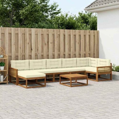 Комплект дивани за открито 8 pcs Натурален и Крема