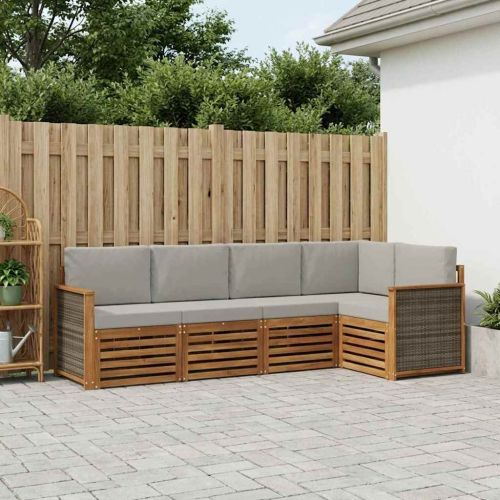 Комплект секционен диван 4 pcs Натурално и светлосиво