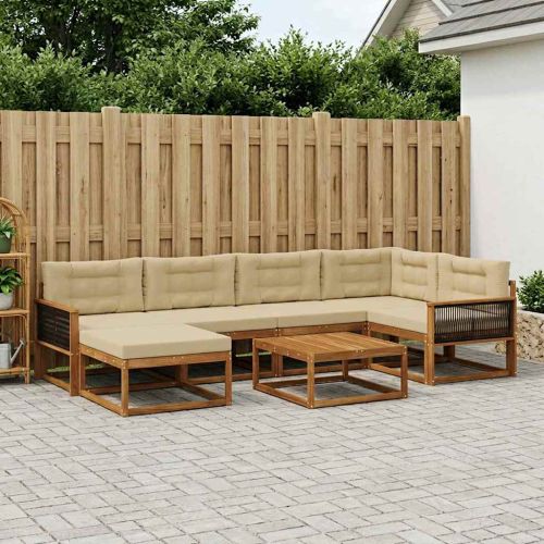 Комплект дивани за открито 7 pcs Натурален и Бежов