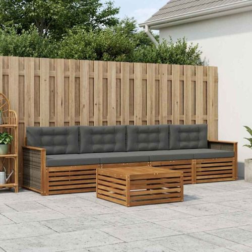 Комплект дивани за открито 5 pcs Натурален и Антрацит