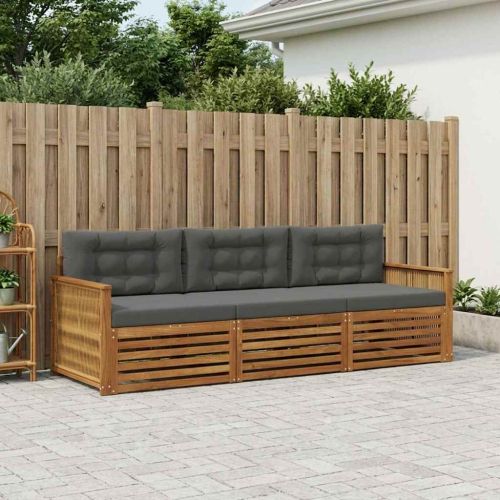 Комплект дивани за открито 3 pcs Натурален и Антрацит