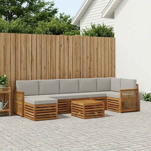Комплект дивани за открито 7 pcs Натурално и светлосиво