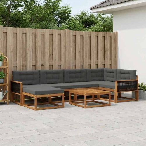 Комплект дивани за открито 7 pcs Натурален и Антрацит