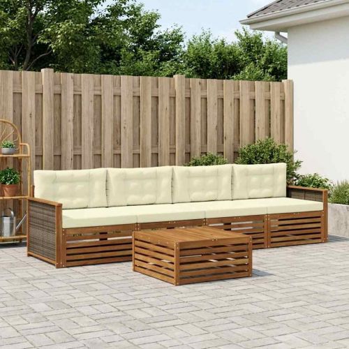 Комплект дивани за открито 5 pcs Натурален и Крема