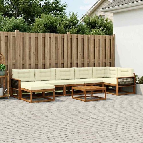 Комплект дивани за открито 8 pcs Натурален и Крема