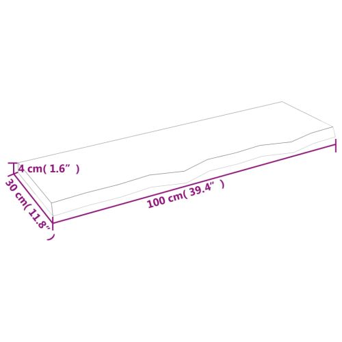 Стенен рафт тъмнокафяв 100x30x(2-4) см обработен масивен дъб