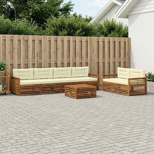 Комплект дивани за открито 7 pcs Натурален и Крема