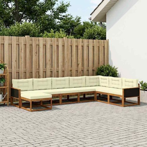 Комплект дивани за открито 8 pcs Натурален и Крема