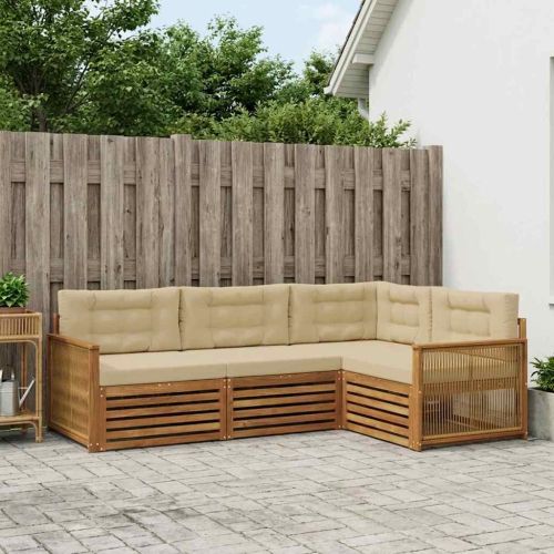 Комплект дивани за открито 4 pcs Натурален и Бежов