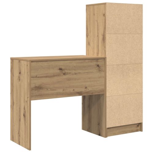 Бюро с чекмедже с рафт със съхранение 2 pcs Дъб