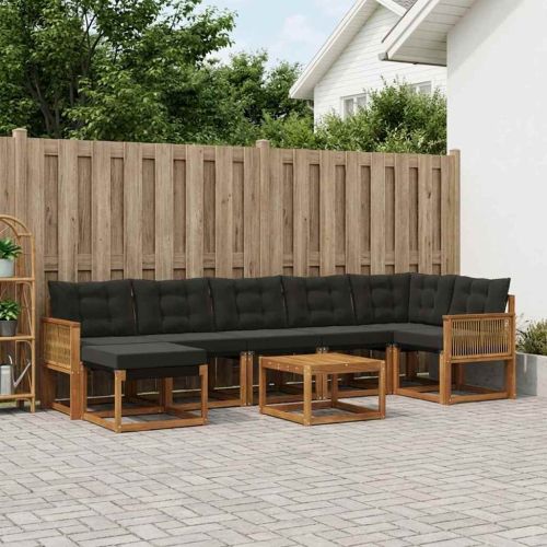 Комплект дивани за открито 8 pcs Естествено и черно