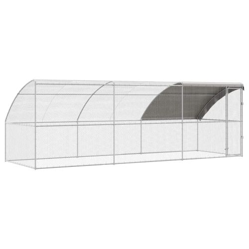 Клетка за пилета 3 pcs Сребрист 600 x 200 x 200 см Стомана и PE