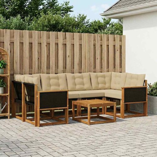 Комплект дивани за открито 7 pcs Натурален и Бежов