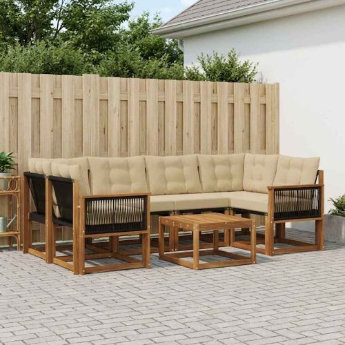 Комплект дивани за открито 7 pcs Натурален и Бежов