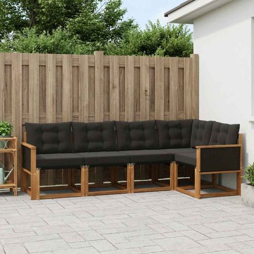 Комплект дивани за открито 5 pcs Естествено и черно