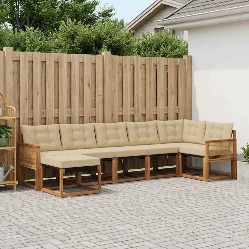 Комплект дивани за открито 7 pcs Натурален и Бежов