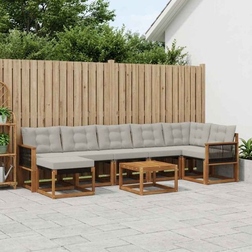 Комплект дивани за открито 8 pcs Натурално и светлосиво