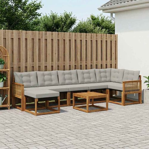 Комплект дивани за открито 8 pcs Натурално и светлосиво