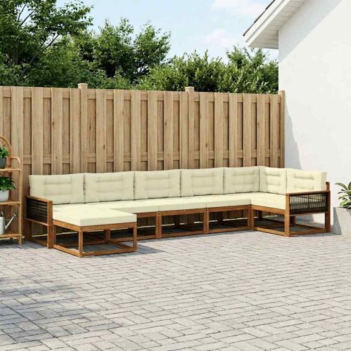 Комплект дивани за открито 7 pcs Натурален и Крема
