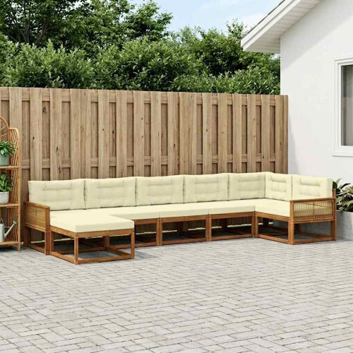 Комплект дивани за открито 7 pcs Натурален и Крема