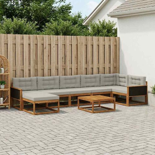 Комплект дивани за открито 8 pcs Натурално и светлосиво