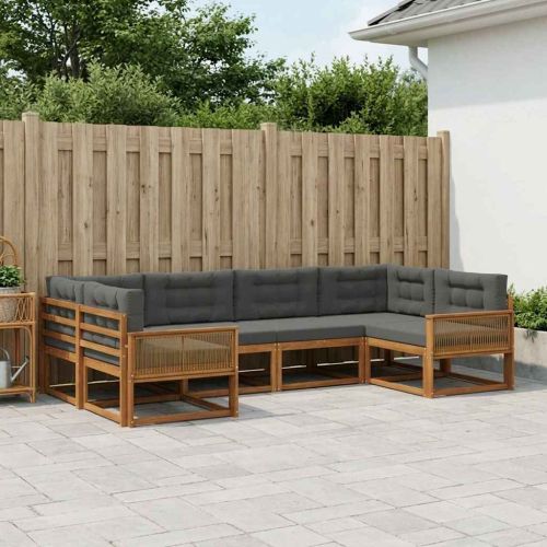 Комплект дивани за открито 6 pcs Натурален и Антрацит