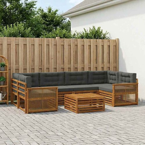 Комплект дивани за открито 7 pcs Натурален и Антрацит