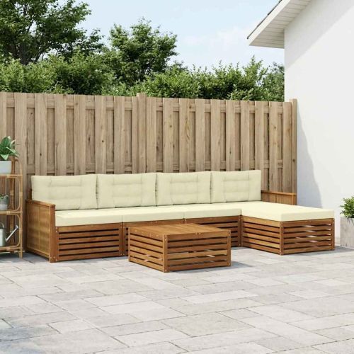 Комплект дивани за открито 6 pcs Натурален и Крема
