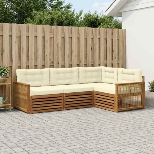 Комплект дивани за открито 4 pcs Натурален и Крема
